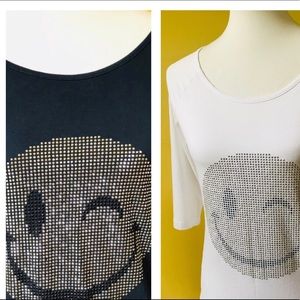 2 Studded Happy Face T-shirts